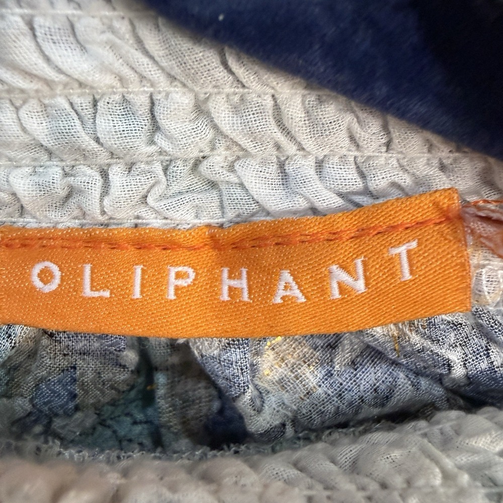 Oliphant Floral Print Smocked Neck Long Sleeve Tunic in Blue, Green, Gold - Picture 4 of 11